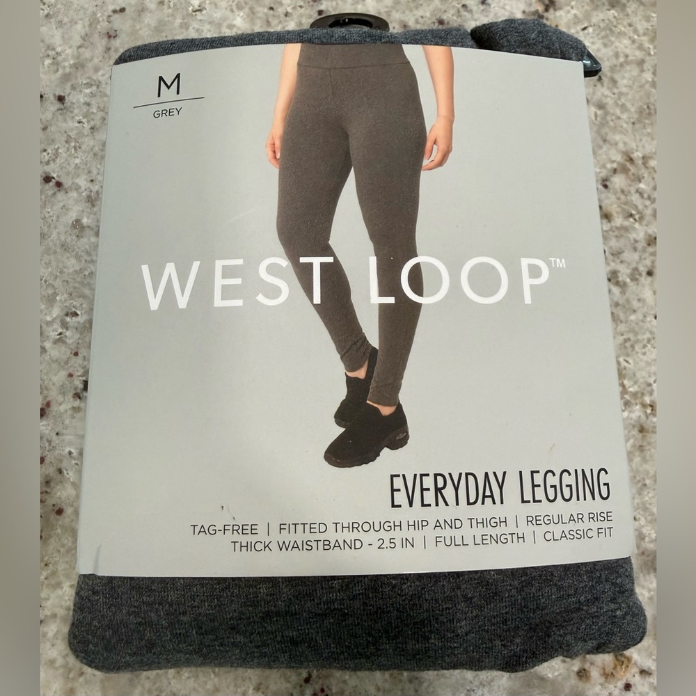 West Loop Bundle one Classic Black Leggings and one Classic Grey Leggings NEW - Picture 3 of 6